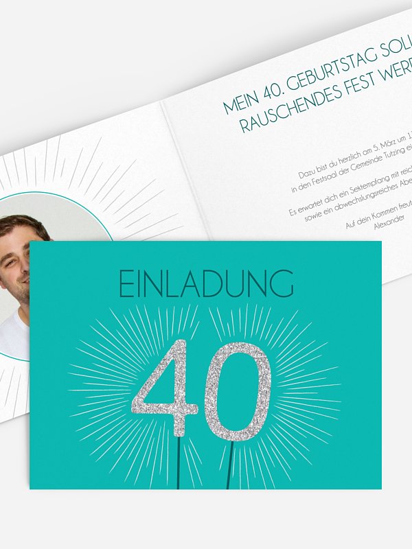 Einladung 40. Geburtstag Wunderkerze