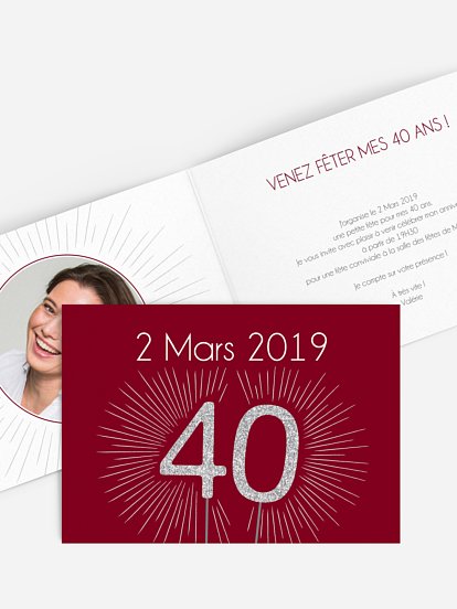 invitation anniversaire 40 Bougie magique