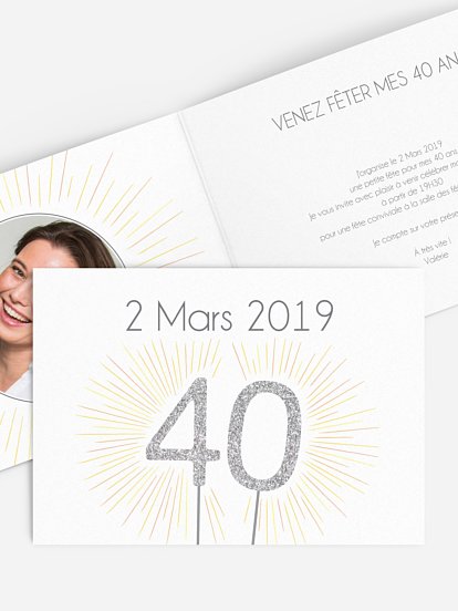 invitation anniversaire 40 Bougie magique