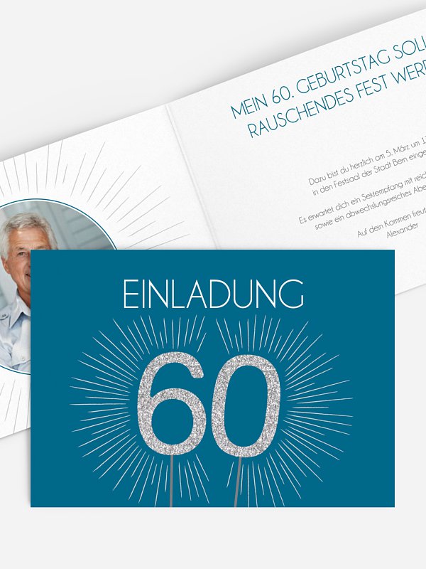 Einladung 60. Geburtstag Wunderkerze