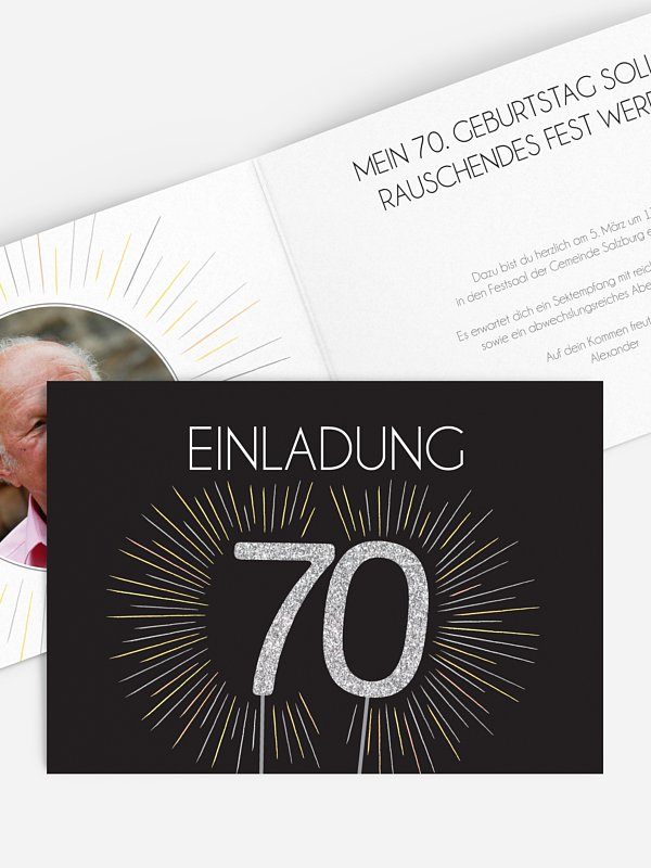 Einladung 70. Geburtstag Wunderkerze
