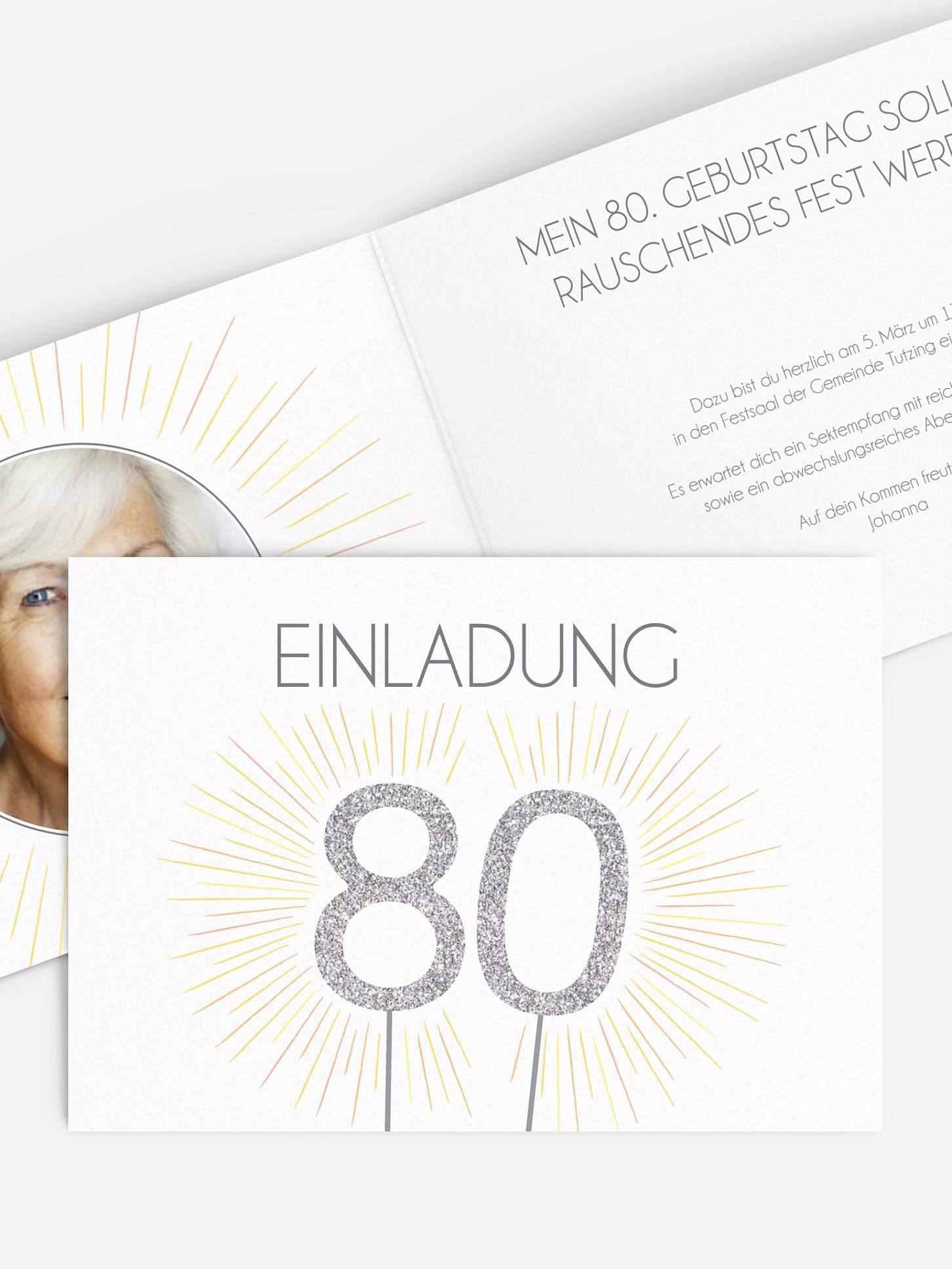 Einladung 80. Geburtstag Wunderkerze