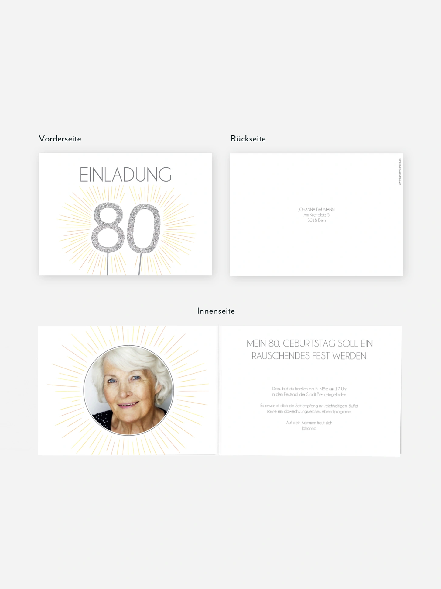 Einladung 80. Geburtstag Wunderkerze