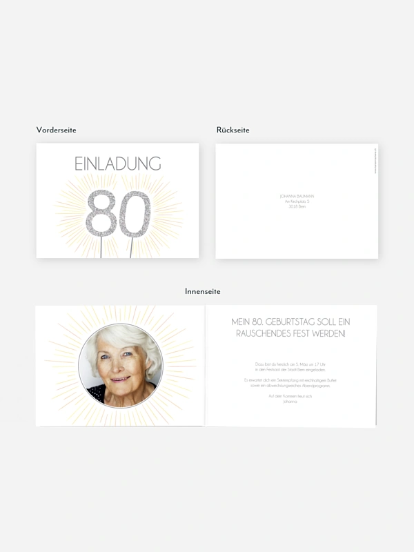 Einladung 80. Geburtstag Wunderkerze