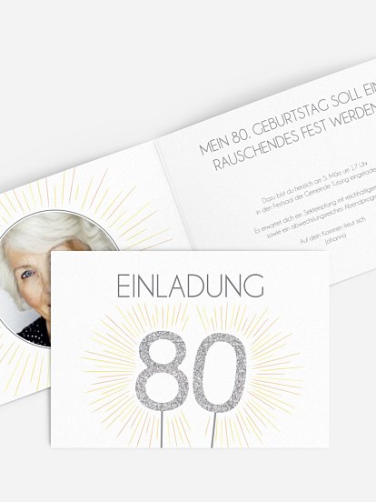 Einladung 80. Geburtstag Wunderkerze