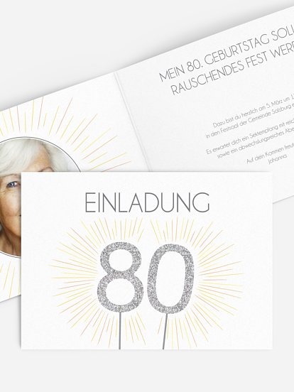 Einladung 80. Geburtstag Wunderkerze