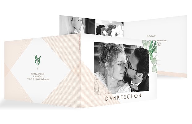Dankeskarte Hochzeit Greenery