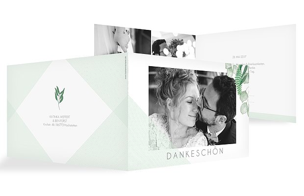 Dankeskarte Hochzeit Greenery