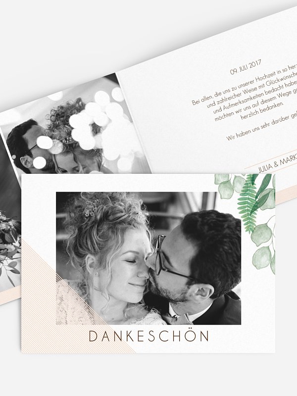 Dankeskarte Hochzeit Greenery
