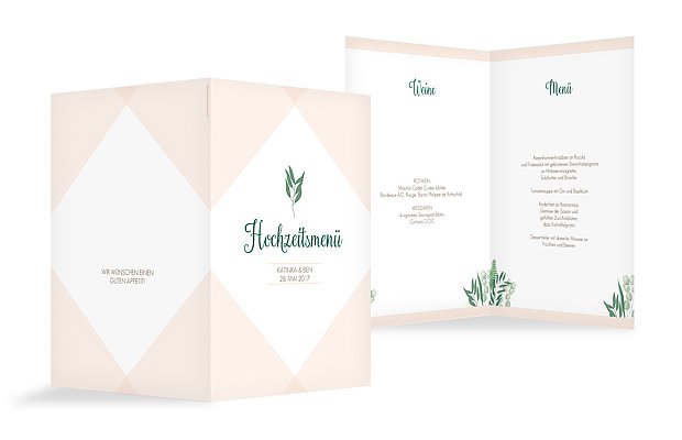 Menükarte Hochzeit Greenery