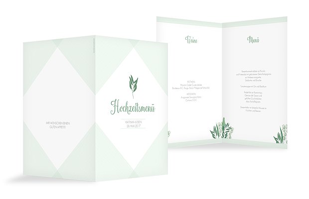 Menükarte Hochzeit Greenery