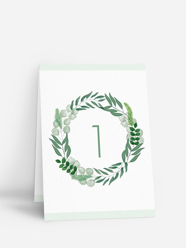 Numéro de table mariage Greenery