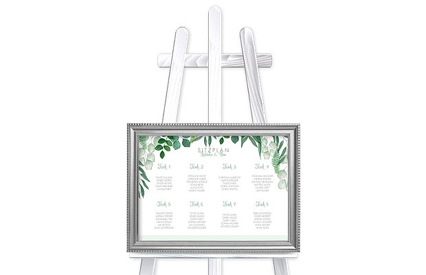 Sitzplan Plakat Greenery