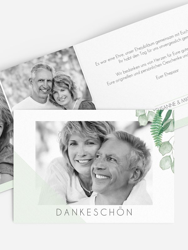 Danksagung zur Silberhochzeit Greenery