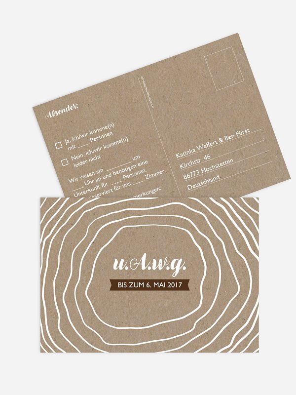 Antwortkarte Hochzeit Rustic Tree Kraftpapier