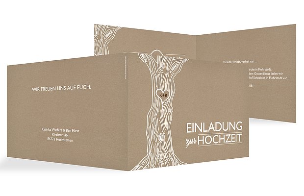 Hochzeitseinladung Rustic Tree Kraftpapier