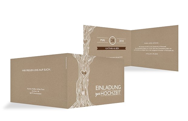 Hochzeitseinladung Rustic Tree Kraftpapier