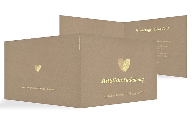 Hochzeitseinladung Fingerprint Kraftpapier