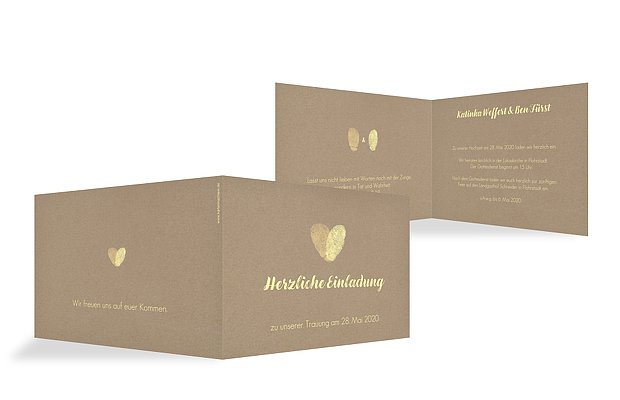 Hochzeitseinladung Fingerprint Kraftpapier