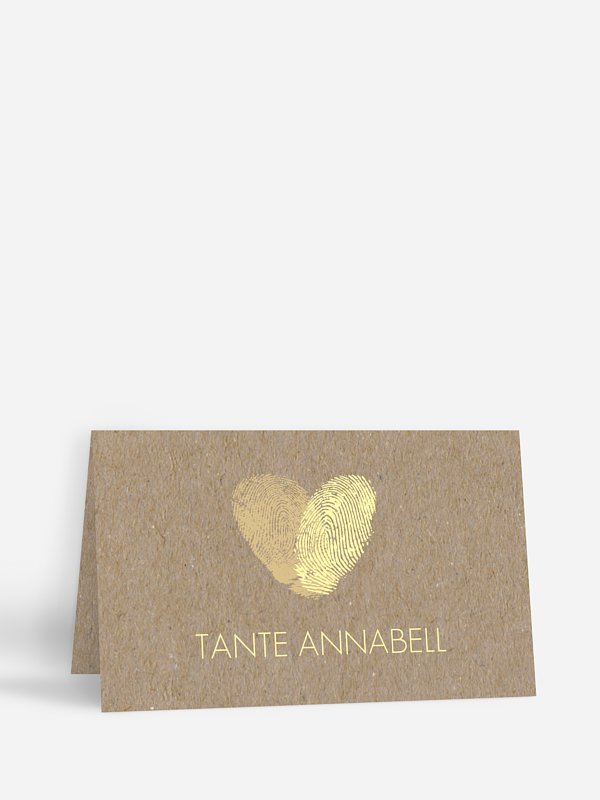 Tischkarte Hochzeit Fingerprint Kraftpapier