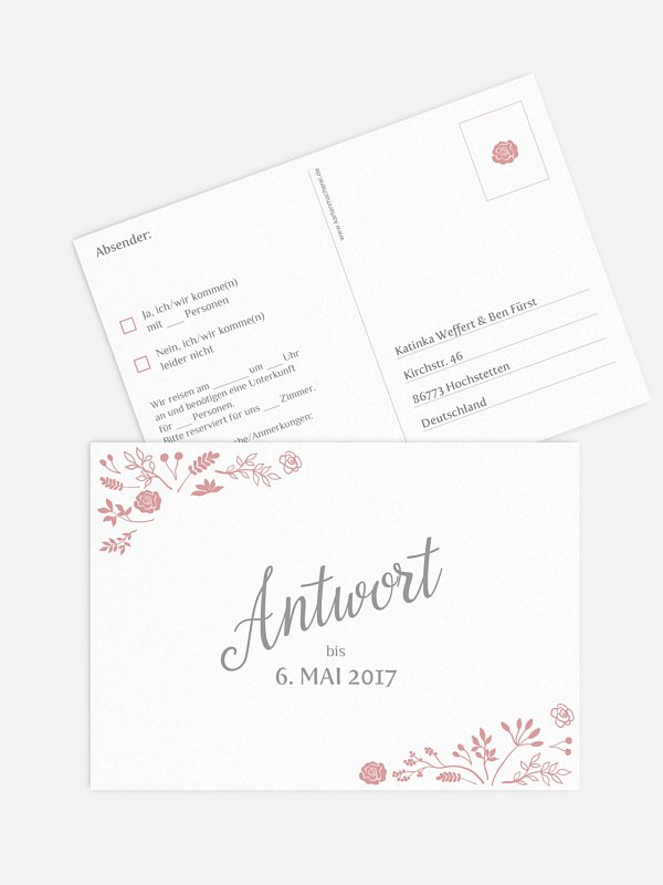 Antwortkarte Hochzeit Romantic Vintage