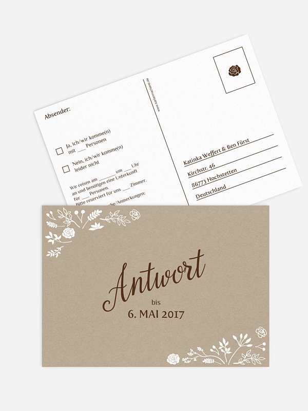 Antwortkarte Hochzeit Romantic Vintage