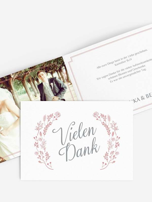 Dankeskarte Hochzeit Romantic Vintage