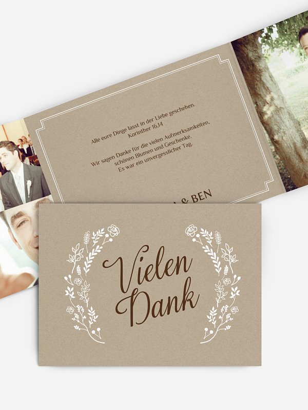 Dankeskarte Hochzeit Romantic Vintage
