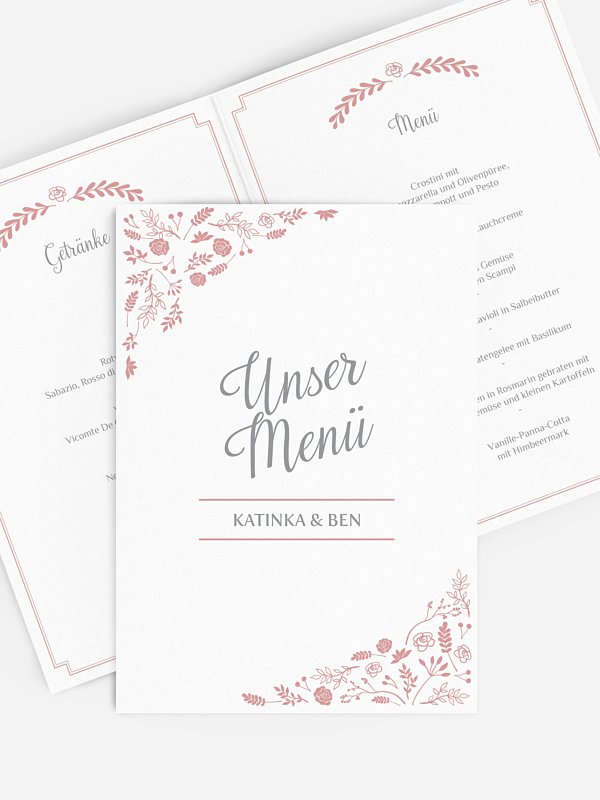Menükarte Hochzeit Romantic Vintage