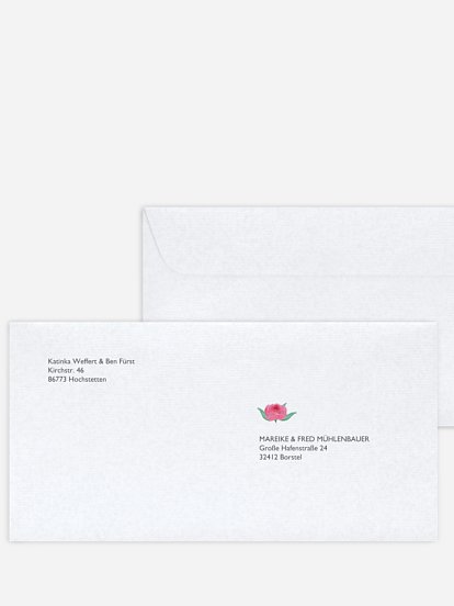 Bedruckter Briefumschlag Hochzeit Bloomy