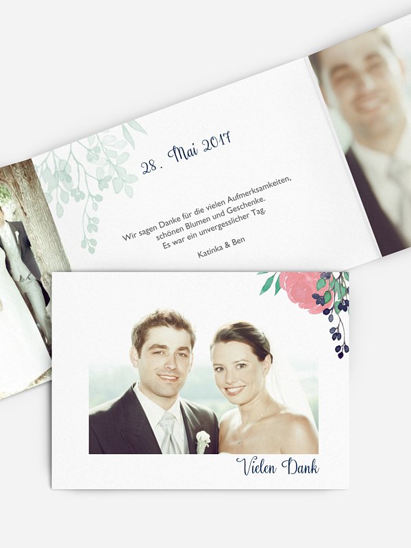 Dankeskarte Hochzeit Bloomy