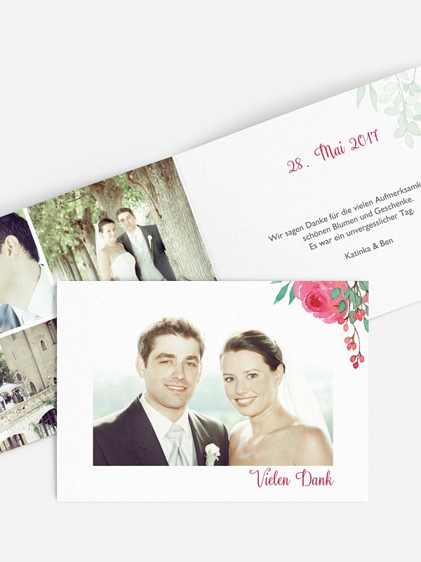 Dankeskarte Hochzeit Bloomy