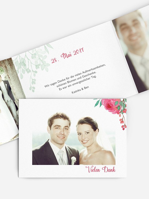 Dankeskarte Hochzeit Bloomy