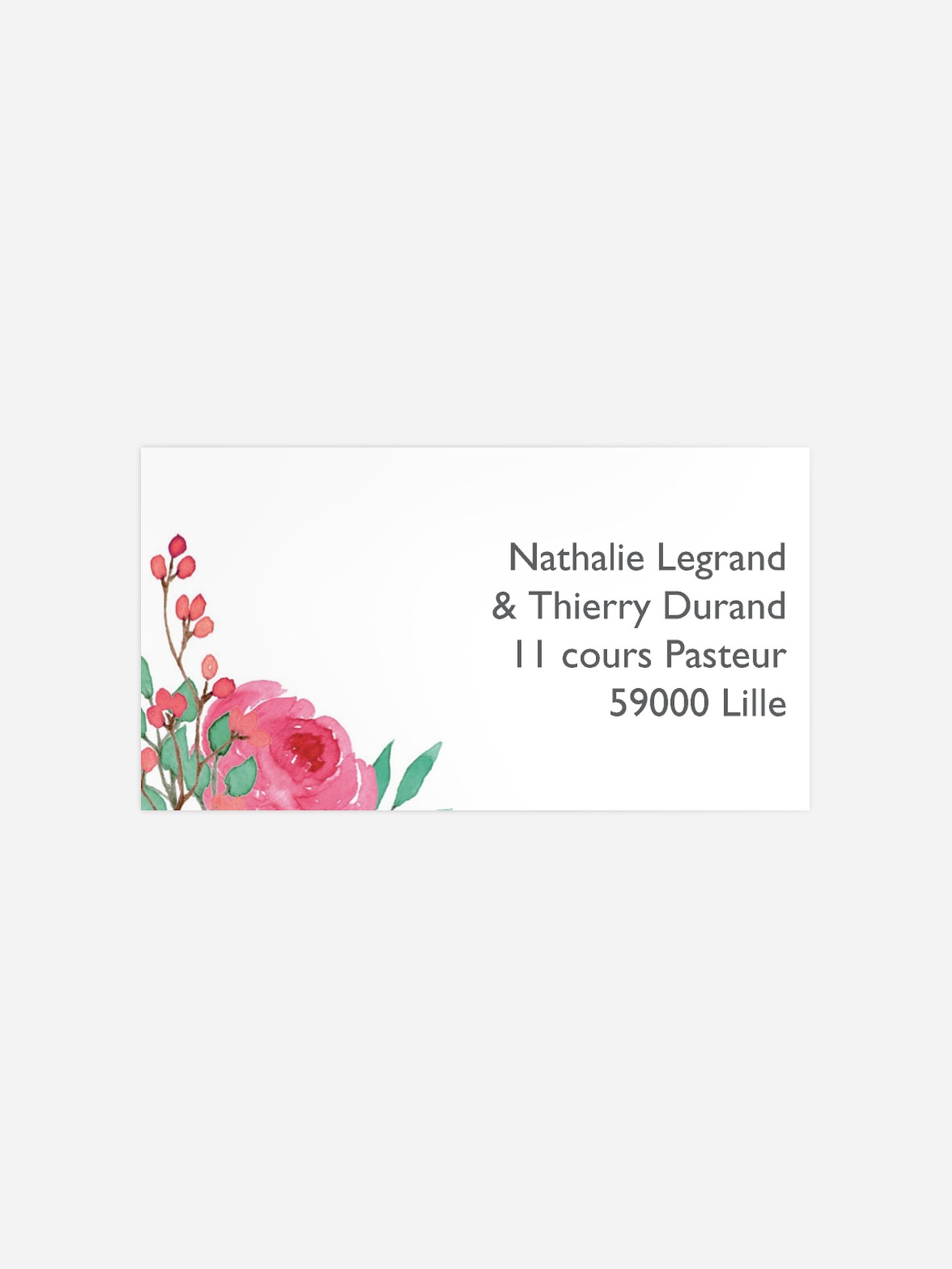 Étiquette destinataire mariage Jardin fleuri