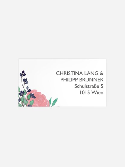 Empfängeraufkleber Hochzeit Bloomy