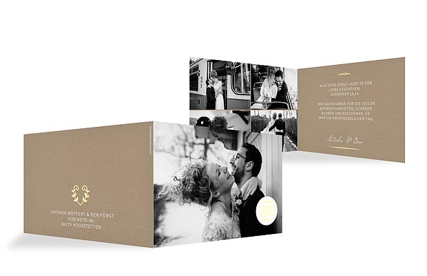 Dankeskarte Hochzeit Rustic Love Kraftpapier