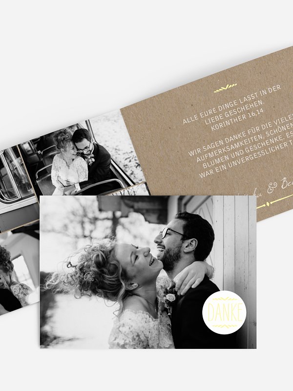 Dankeskarte Hochzeit Rustic Love Kraftpapier
