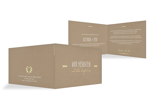 Hochzeitseinladung Rustic Love Kraftpapier