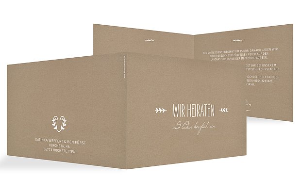 Hochzeitseinladung Rustic Love Kraftpapier