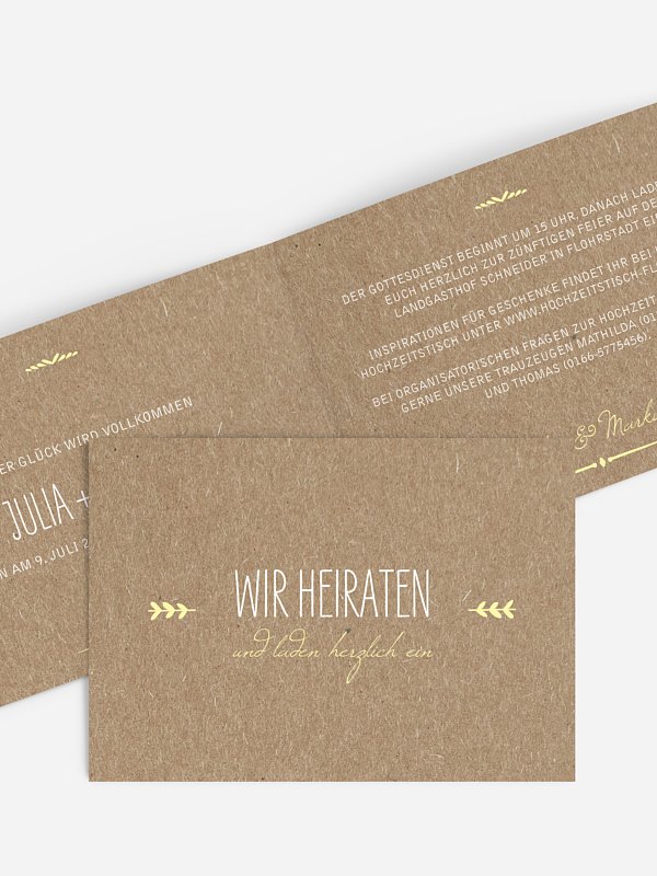 Hochzeitseinladung Rustic Love Kraftpapier
