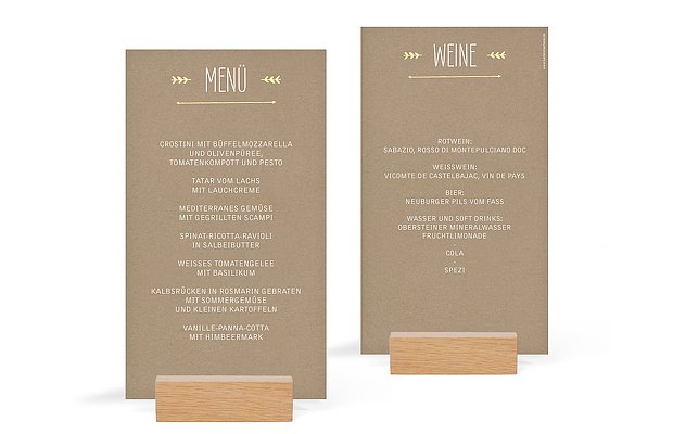 Menükarte Hochzeit Rustic Love Kraftpapier
