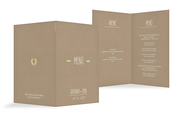 Menükarte Hochzeit Rustic Love Kraftpapier