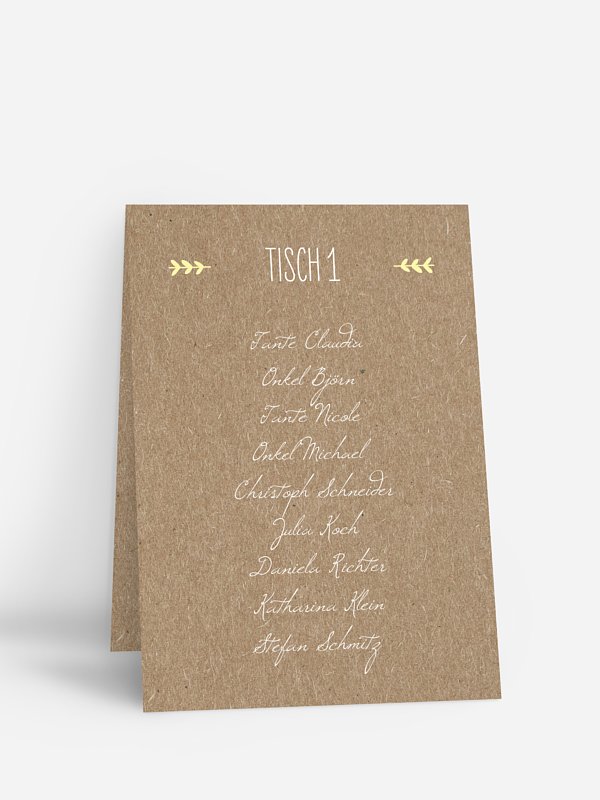 Gruppentischkarte Rustic Love Kraftpapier