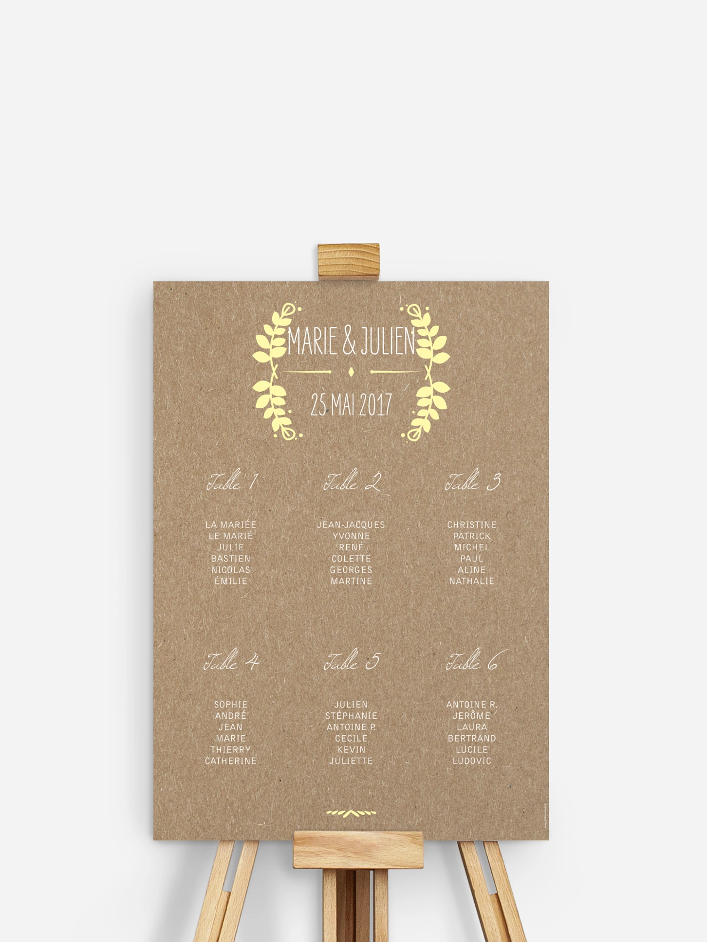 Poster plan de table mariage Rustic Love papier kraft