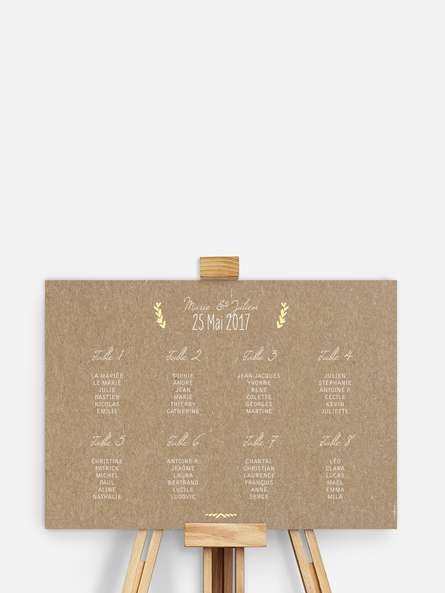Poster plan de table mariage Rustic Love papier kraft