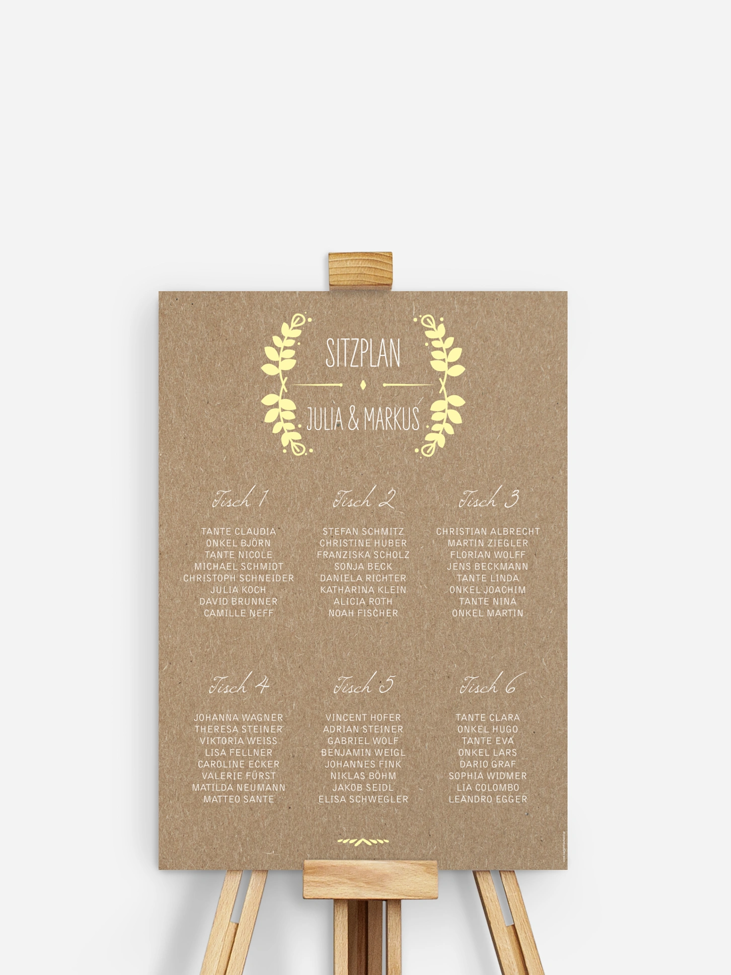 Sitzplan Plakat Rustic Love Kraftpapier