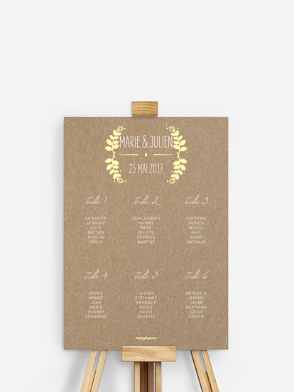 Poster plan de table mariage Rustic Love papier kraft