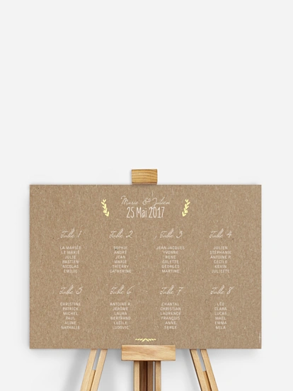 Poster plan de table mariage Rustic Love papier kraft