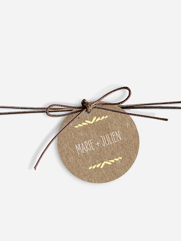 Étiquette avec ruban Rustic Love papier kraft
