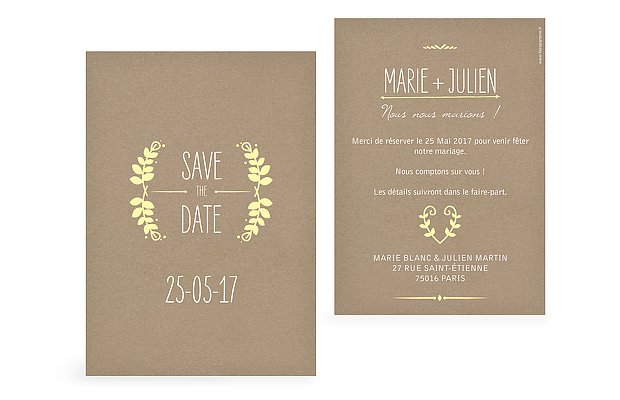 Save the date Rustic Love papier kraft